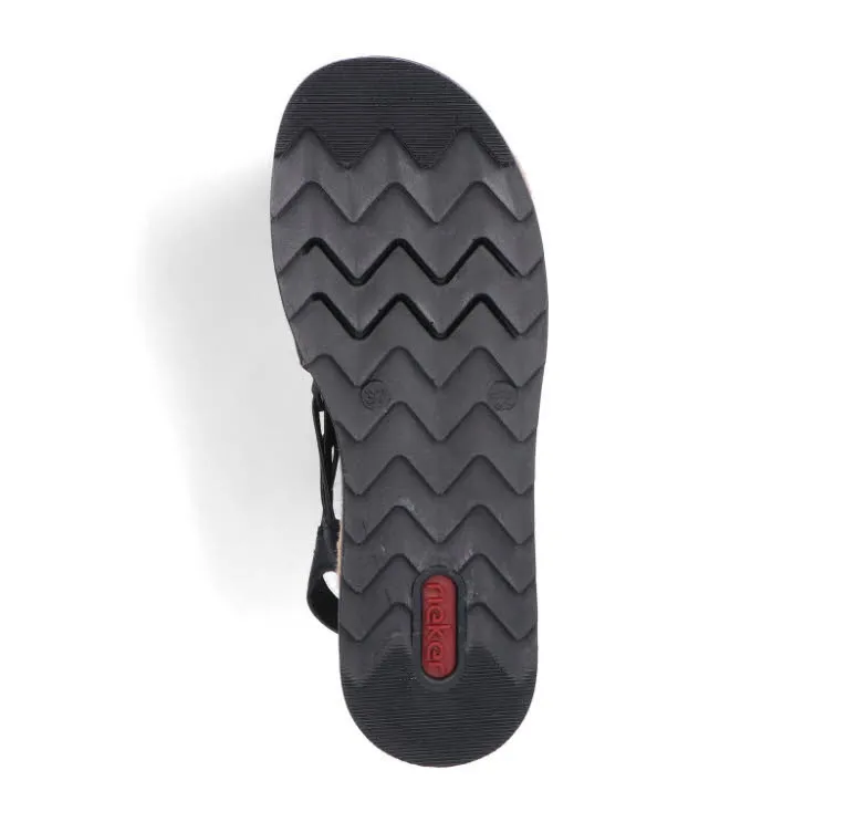 Rieker Damen Keilsandalette Sandale Modeschuh schwarz