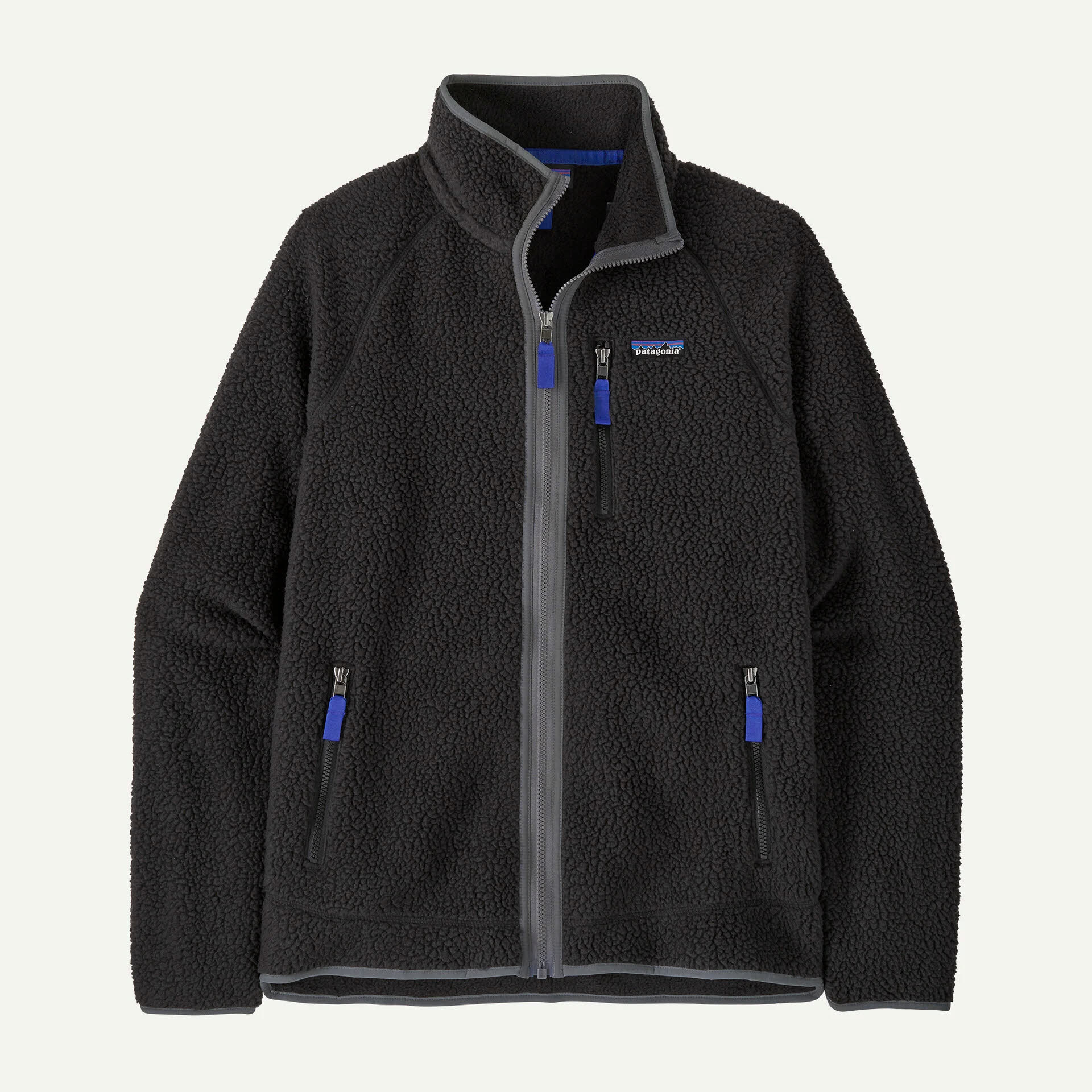 Men Retro Pile Fleece Jacket Fleecejacke Herren schwarz/grau