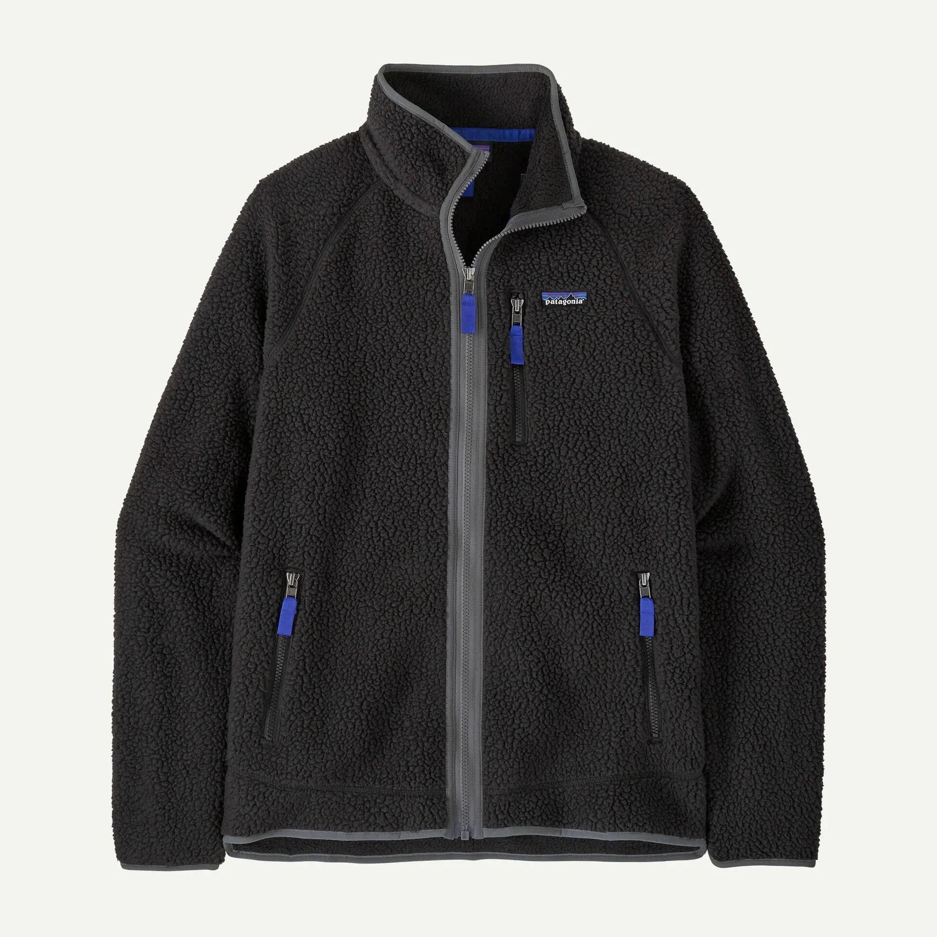 Men Retro Pile Fleece Jacket Fleecejacke Herren schwarz/grau