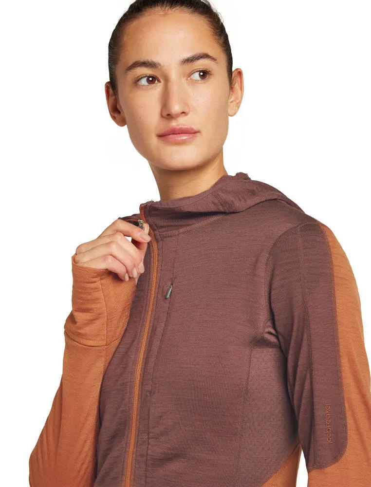 Icebreaker Merinomix 200 Realfleece™ Descender Zip-Hoodie Fleecejacke Damen braun