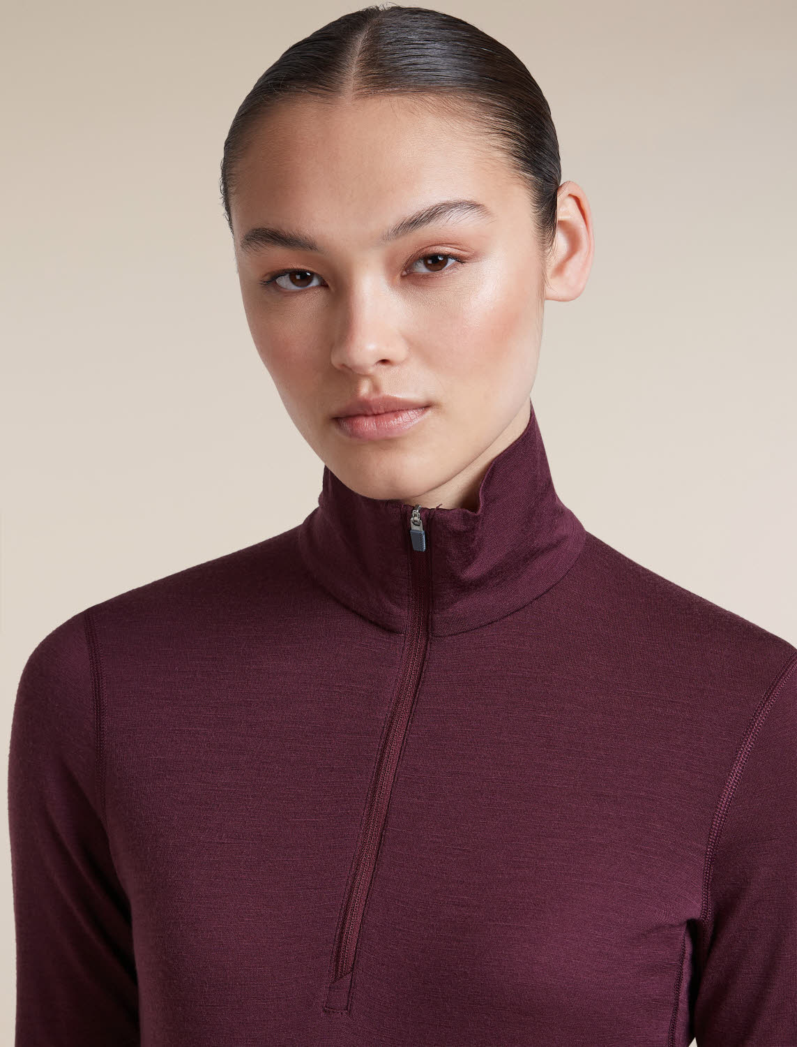 ICEBREAKER DA 200 Oasis LS Half Zip Damen Skirolli rot