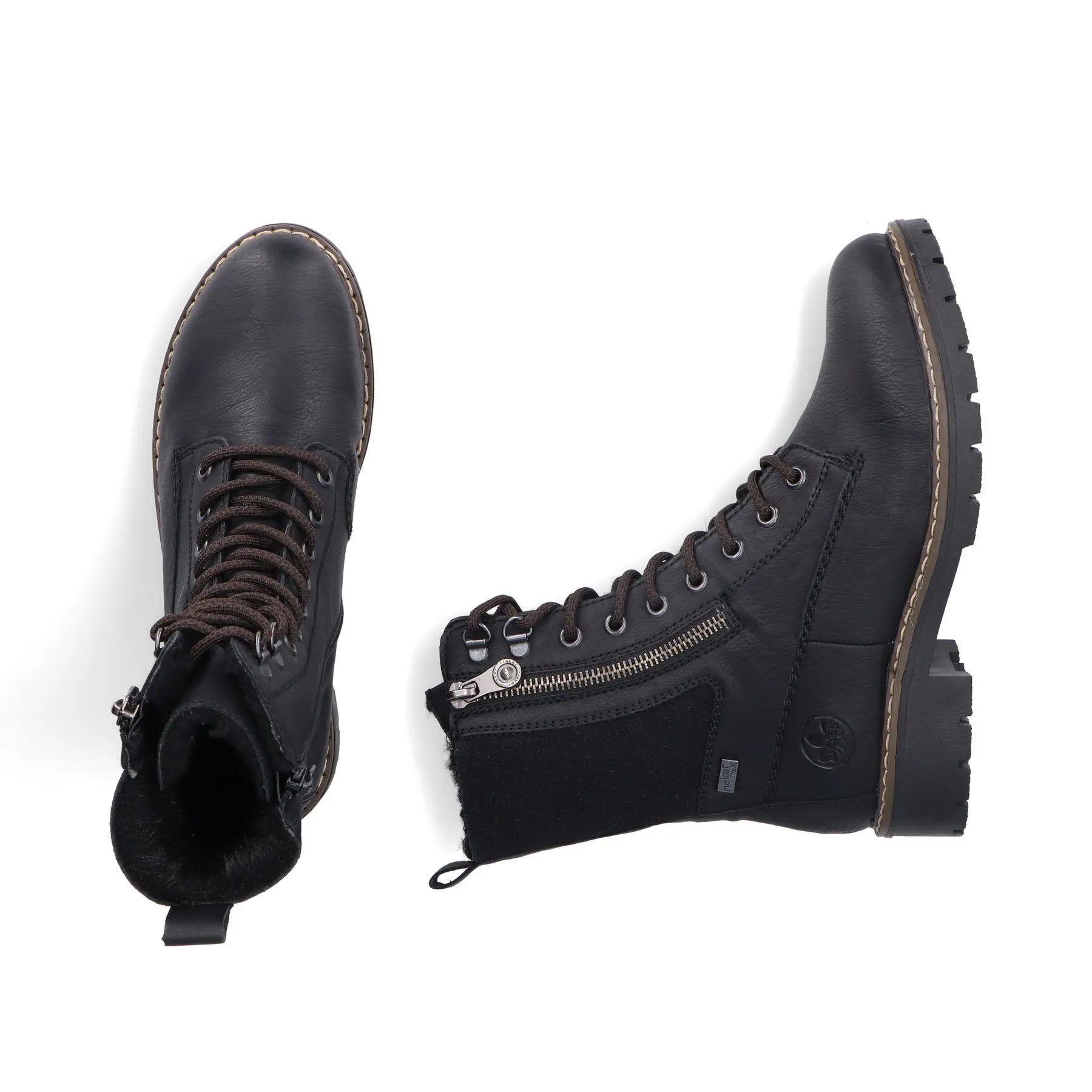 Rieker Damen Schnürstiefel Stiefelette gefüttert schwarz