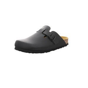 Longo Damen Clogs Pantolette Hausschuh Sandale Tieffußbett Freizeit schwarz NEU