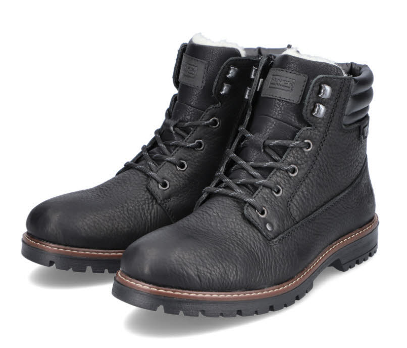 Rieker Herren Stiefelette Schnürstiefel Schnürer Gefüttert Modeschuh schwarz