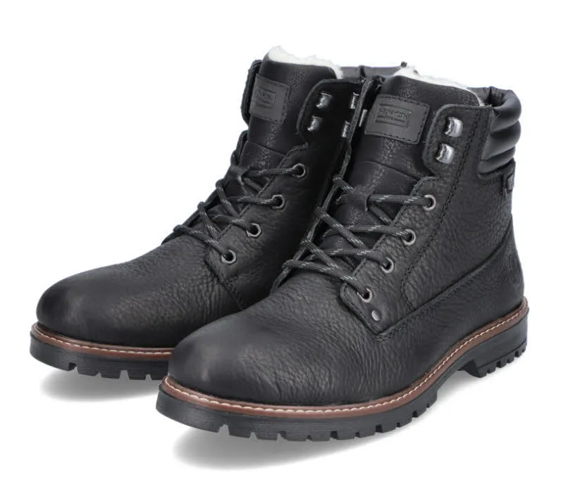 Rieker Herren Stiefelette Schnürstiefel Schnürer Gefüttert Modeschuh schwarz