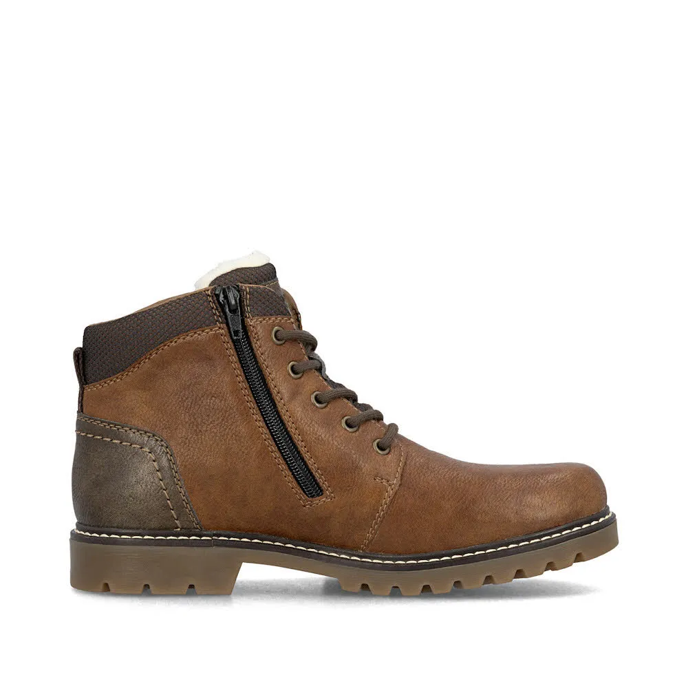 Rieker Herren Schnürstiefel Freizeitstiefel Stiefelette gefüttert braun