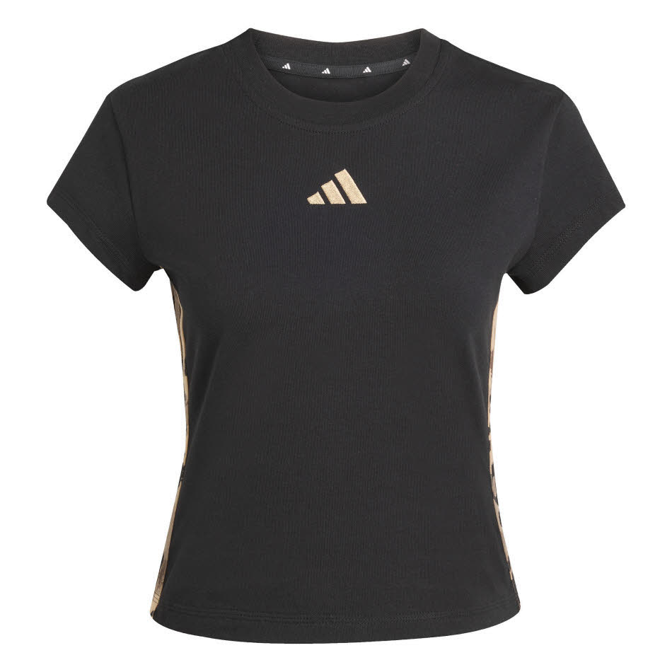 adidas Animal Print 3-Stripes T-Shirt Damen Freizeitshirt schwarz