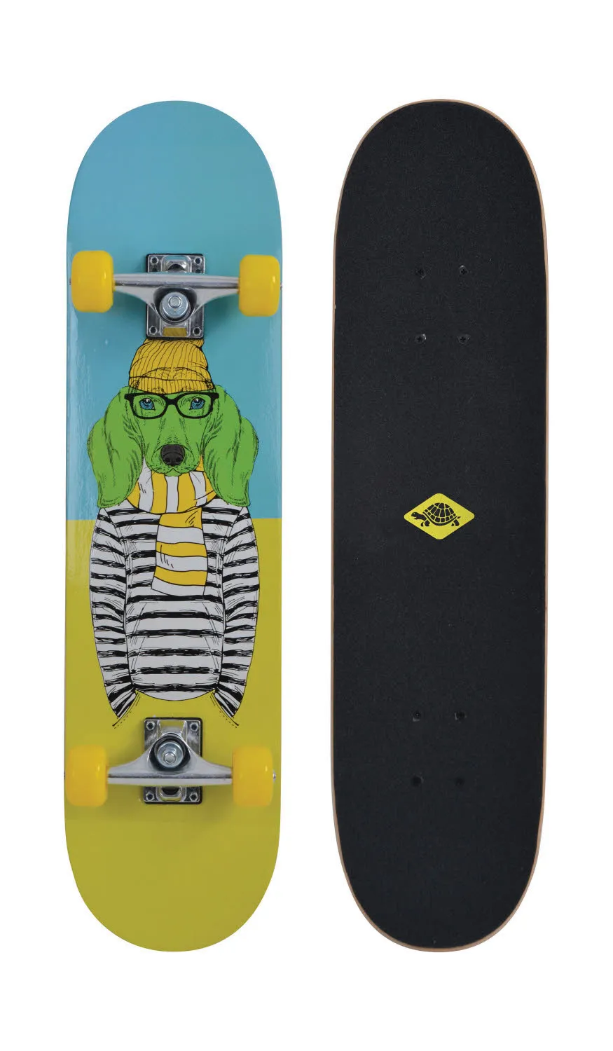 Schildkröt Skateboard Kicker 31" Green Dog Kinder Skateboard gelb/blau/schwarz