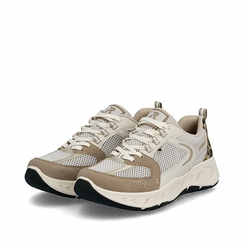 Rieker Damen Sneaker Halbschuhe low beige braun leoprint