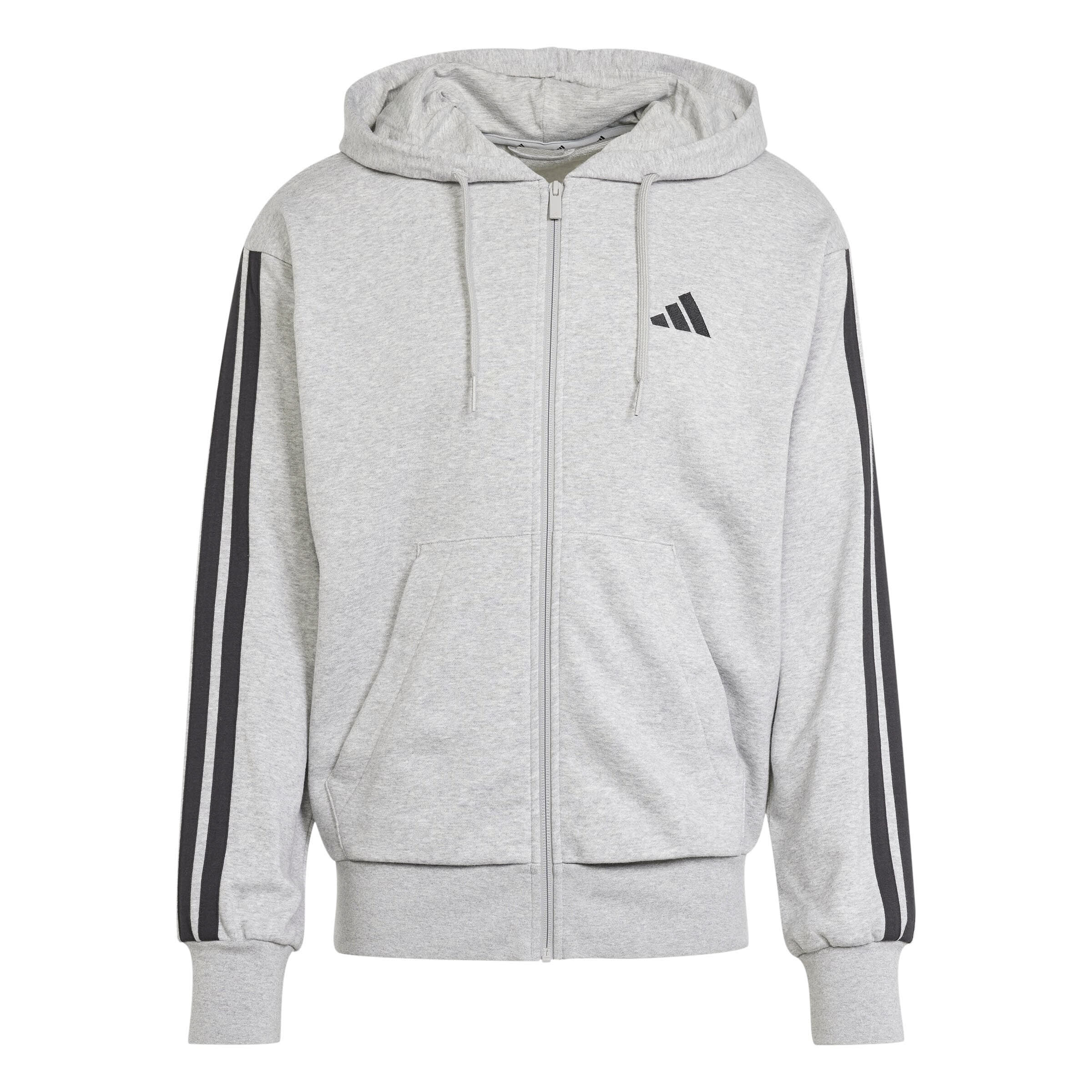 adidas Essentials 3-Streifen French Terry Kapuzenjacke Herren grau