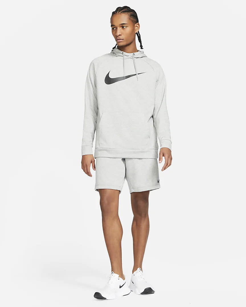 Nike DRI-FIT MEN'S PULLOVER Sportswear Herren Hoodie Kapuzenpullover Grau NEU