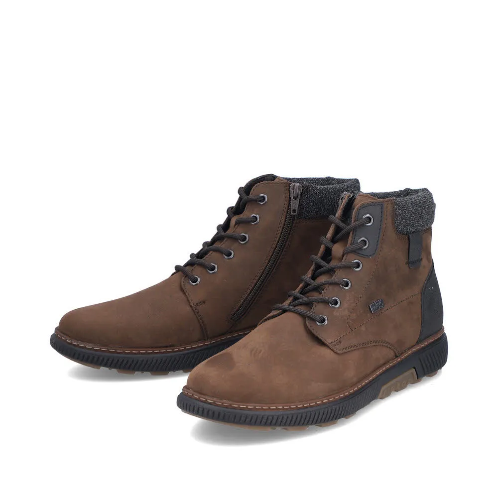 Rieker Herren Schnürstiefel Freizeitstiefel Stiefelette gefüttert braun