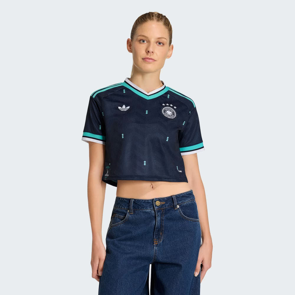 Adidas DFB A JSY CRO Damen Auswärtstrikot, kürzer geschnitten schwarz