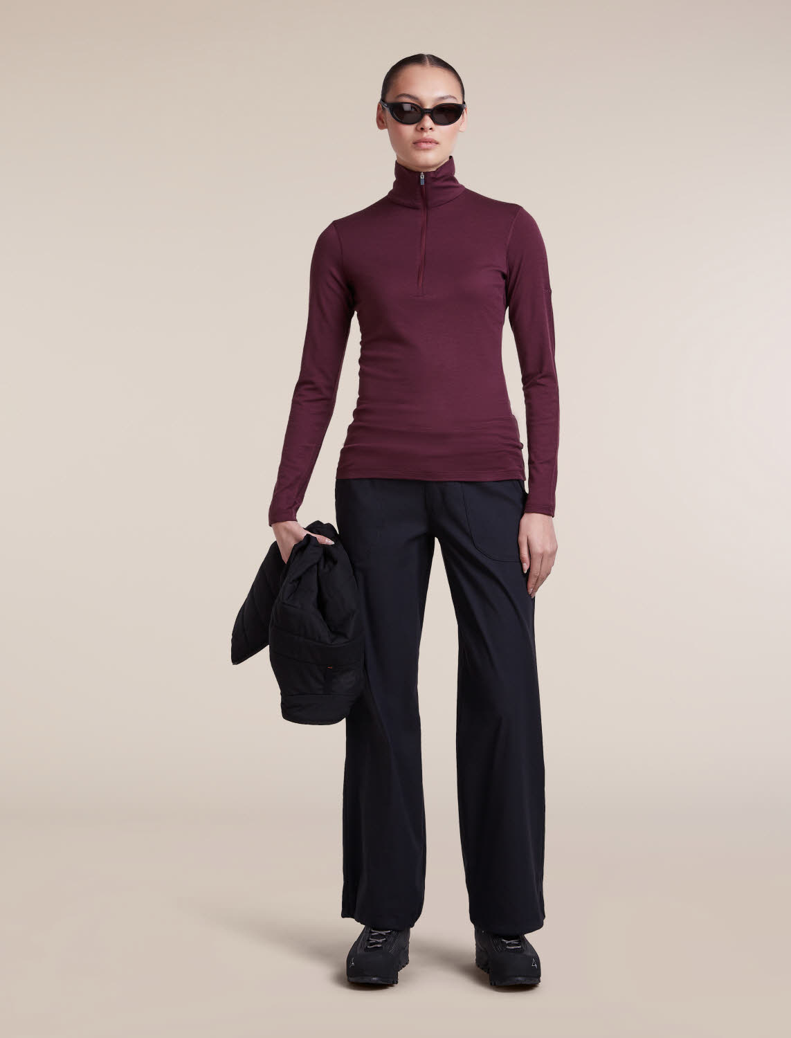 ICEBREAKER DA 200 Oasis LS Half Zip Damen Skirolli rot