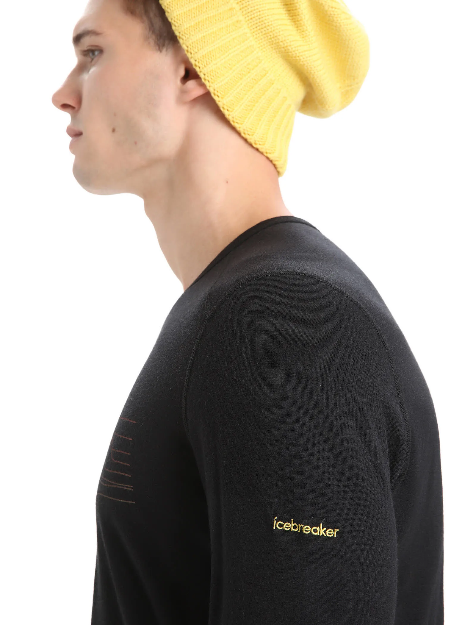 Icebreaker Merino 200 Oasis Herren Ski Stripes Langarmshirt Funktionsshirt schwarz