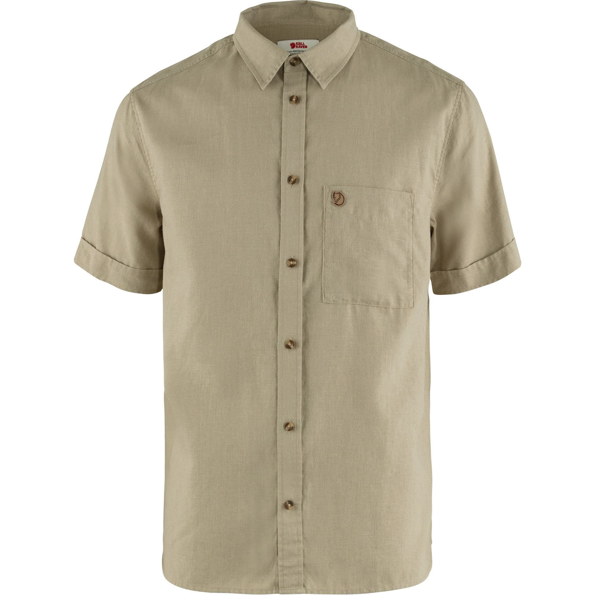 Fjäll Räven Övik Travel Shirt SS Herren Wanderhemd Outdoorhemd beige