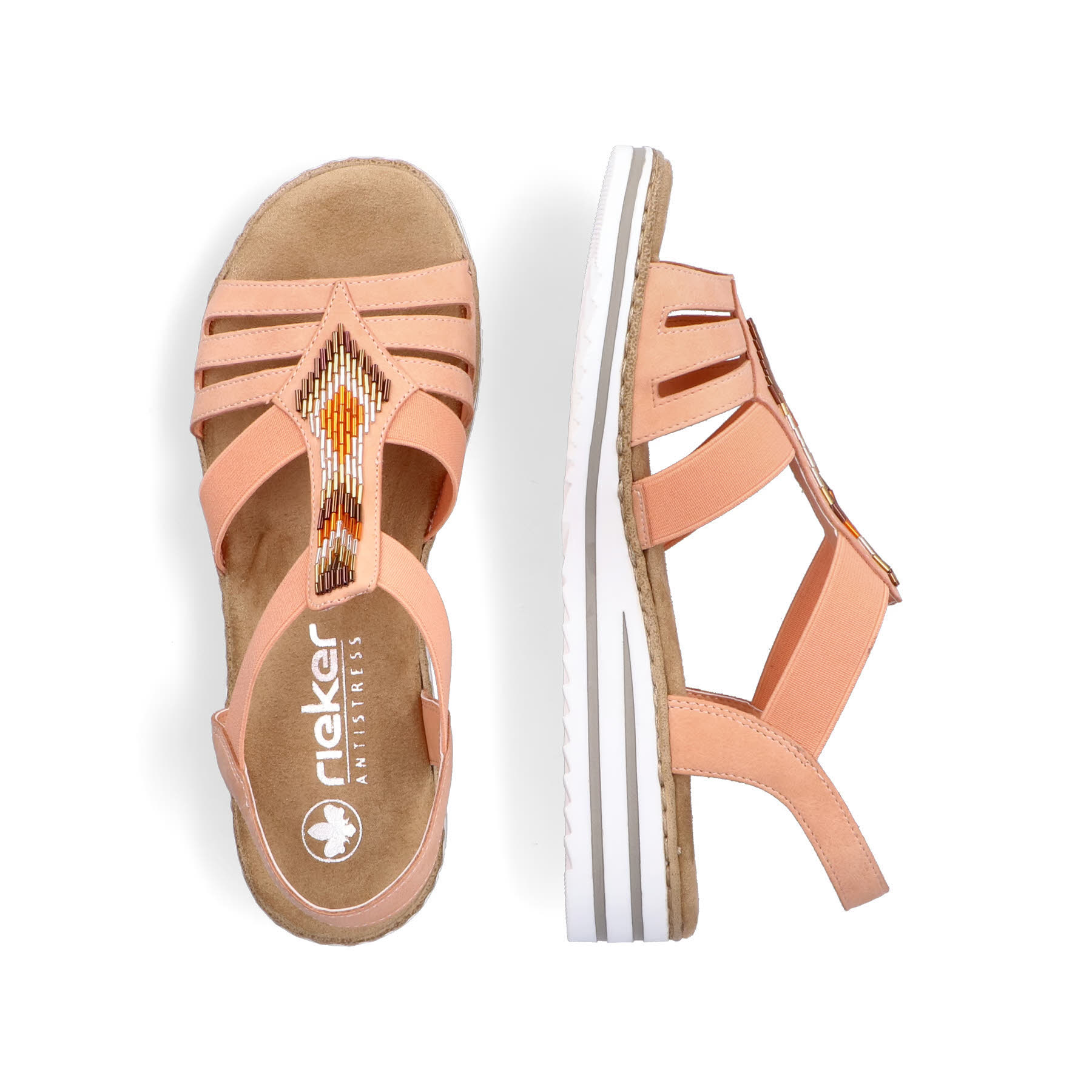 Rieker Damen Sandalen Keilsandaletten Modeschuhe Sommerschuhe orange