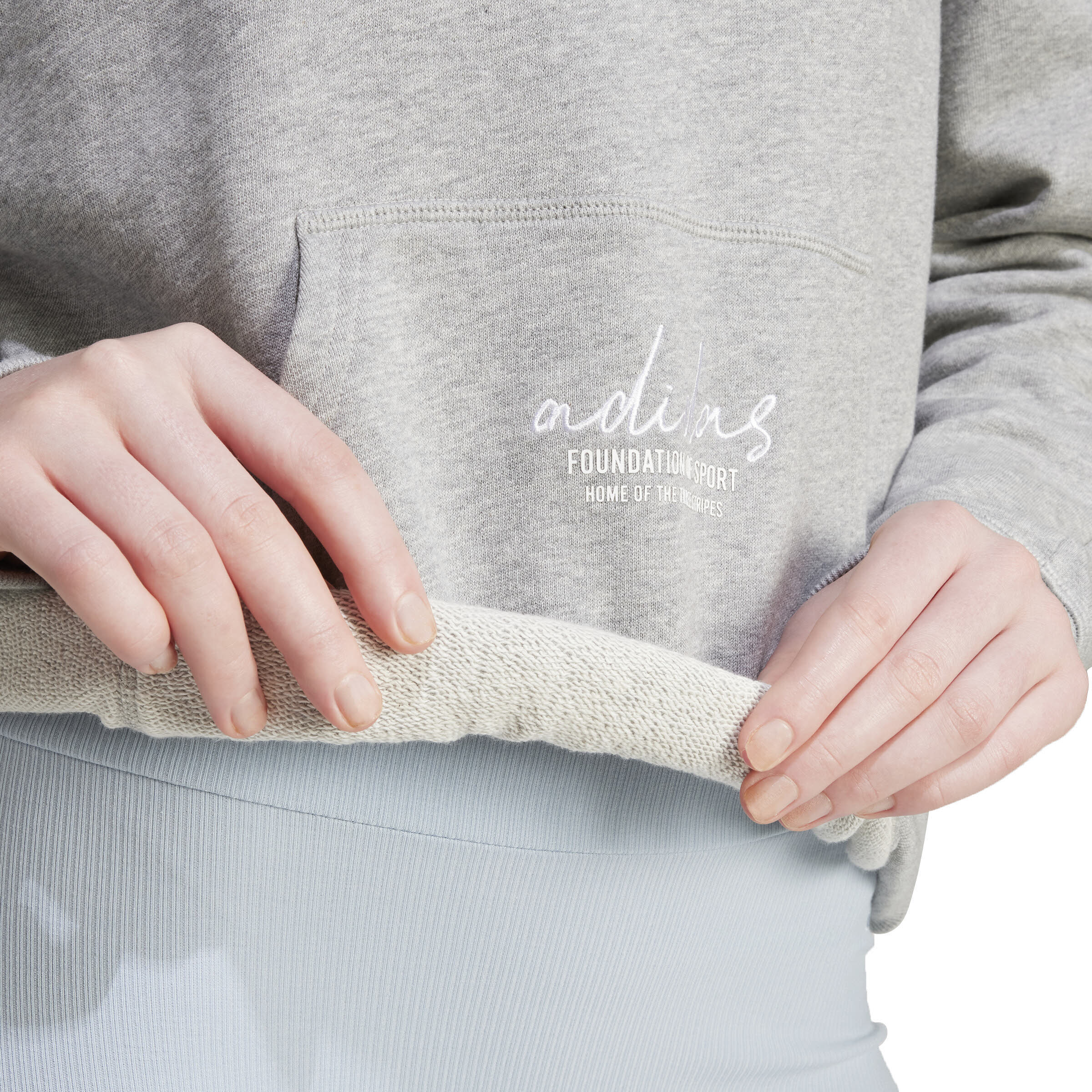 adidas BLUV Q3 FT Hoodie Sweatshirt Kapuzenpullover Damen hellgrau