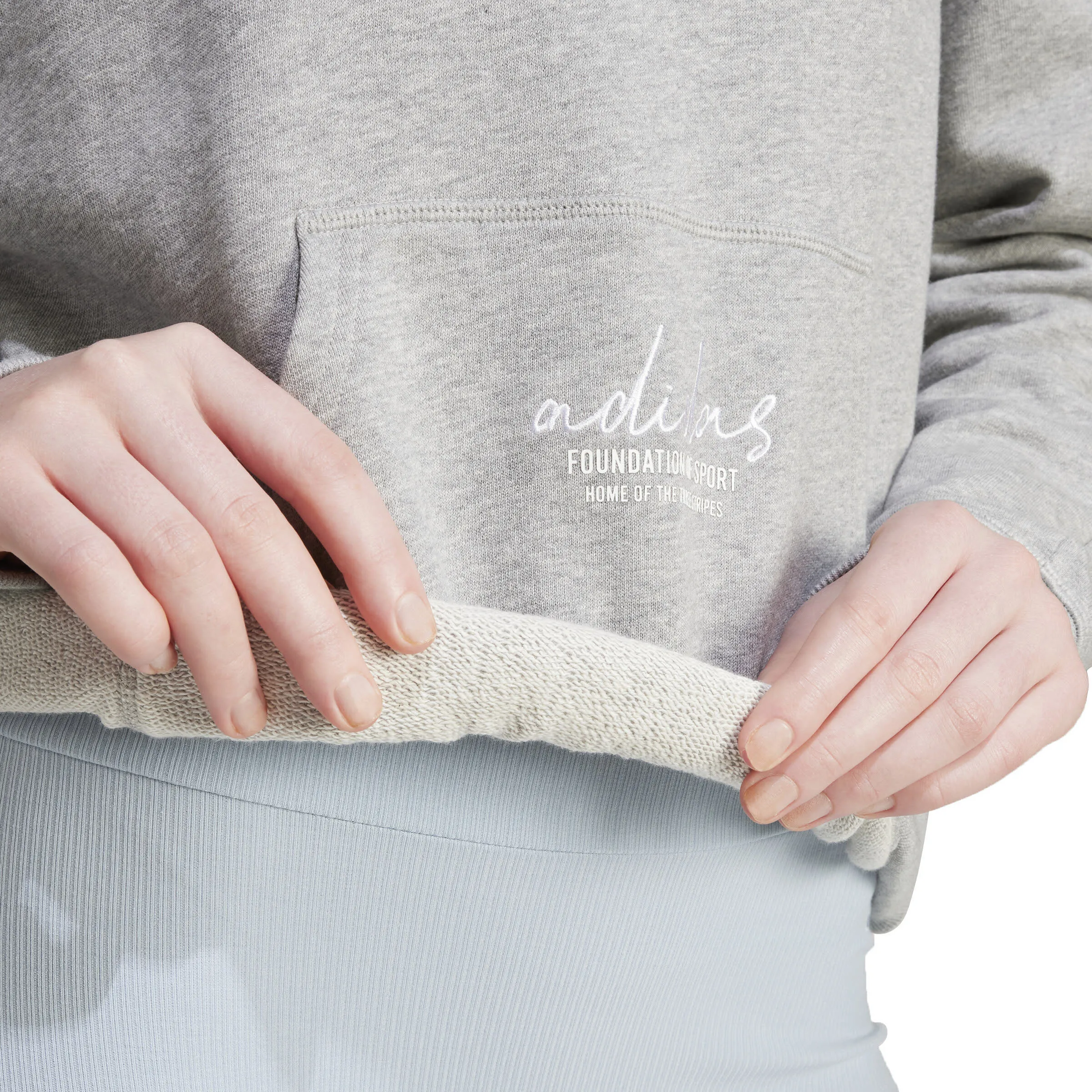 adidas BLUV Q3 FT Hoodie Sweatshirt Kapuzenpullover Damen hellgrau