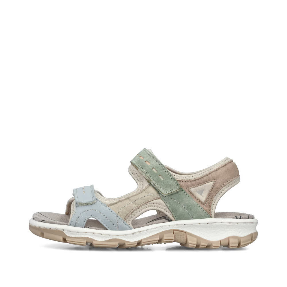 Rieker FSK Damen Sandalen Trekkingsandalen beige/grün/blau