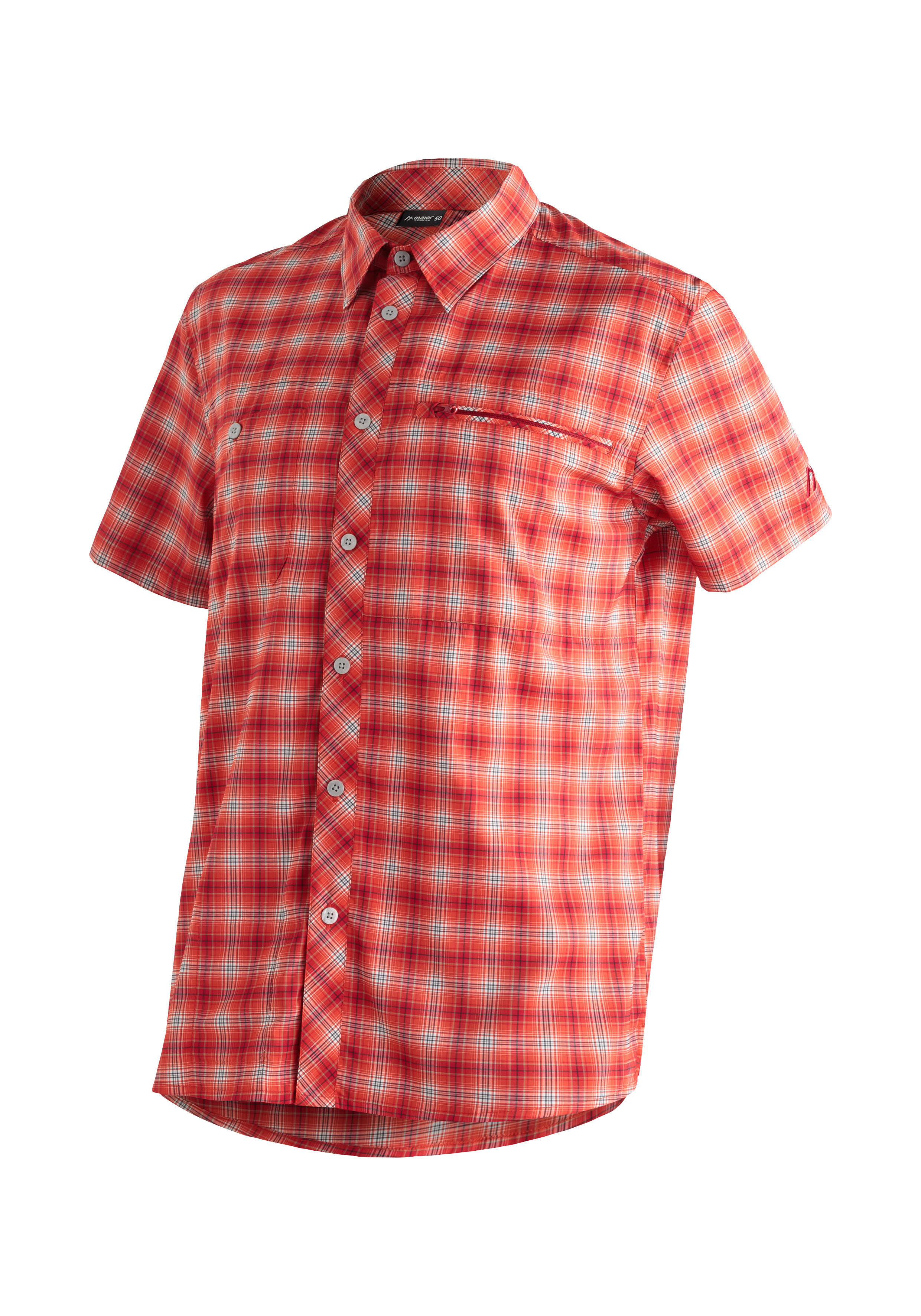 Maier Sports Kasen S/S Herren Hemd kurzarm Freizeithemd red check