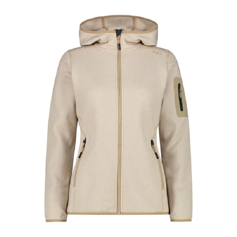 CMP WOMAN JACKET FIX HOOD Damen Fleecejacke Outdoorweste B.CO GESSO-SESAMO