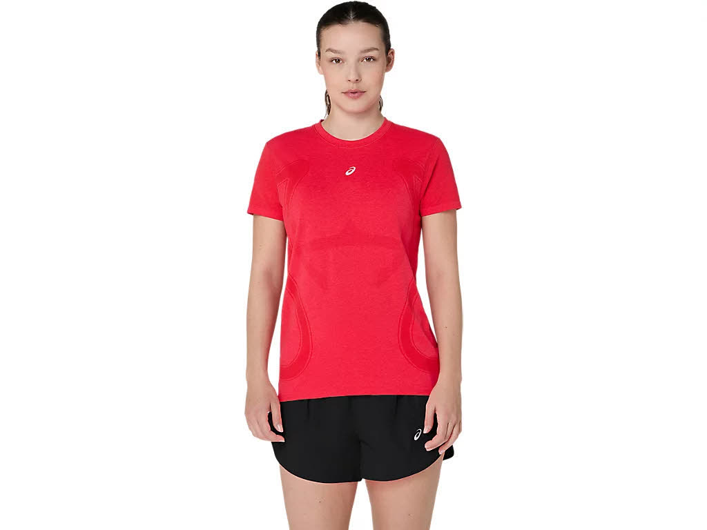 Asics ROAD SEAMLESS SS TOP Damen Laufshirt T-Shirt rot