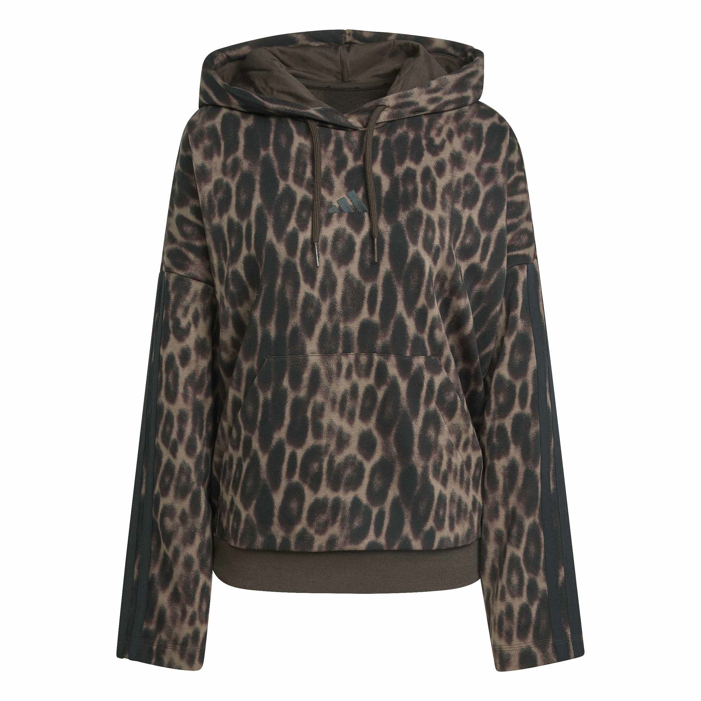 Adidas Seasonal Essentials Leopard Hoodie French Terry 3-Streifen Damen braun