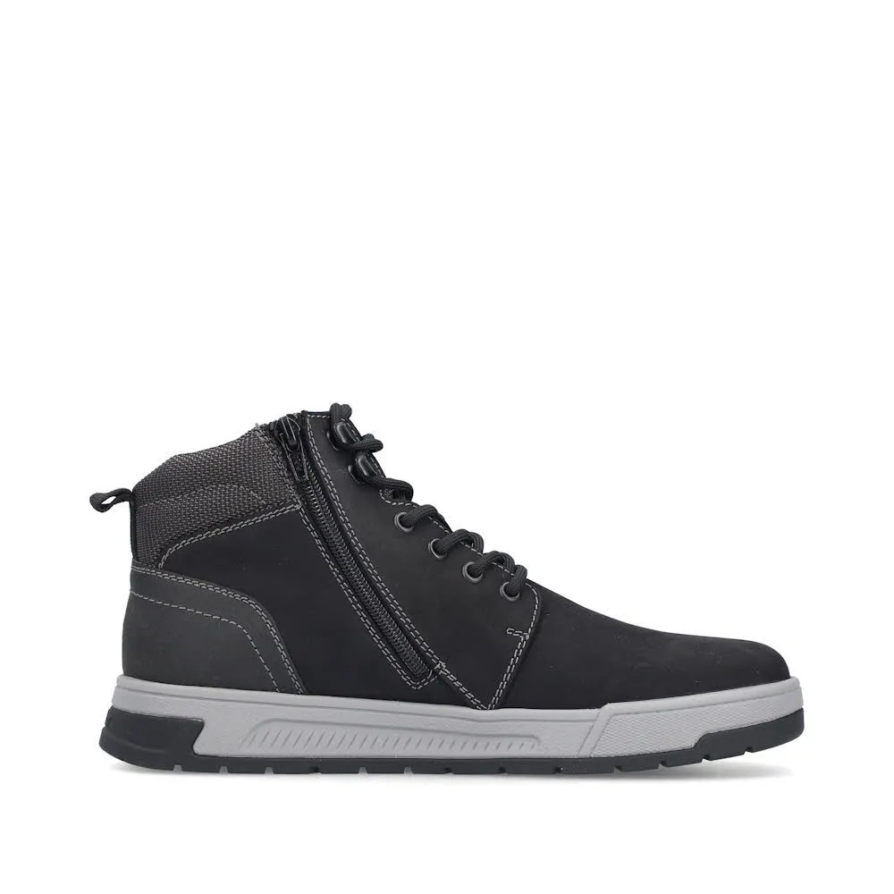Rieker Schnürstiefel Herren Freizeitstiefel Stiefelette gefüttert schwarz
