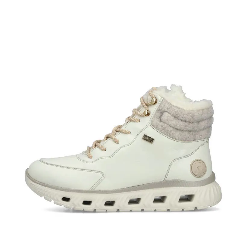Rieker Damen Schnürstiefel Freizeitstiefel gefüttert weiß