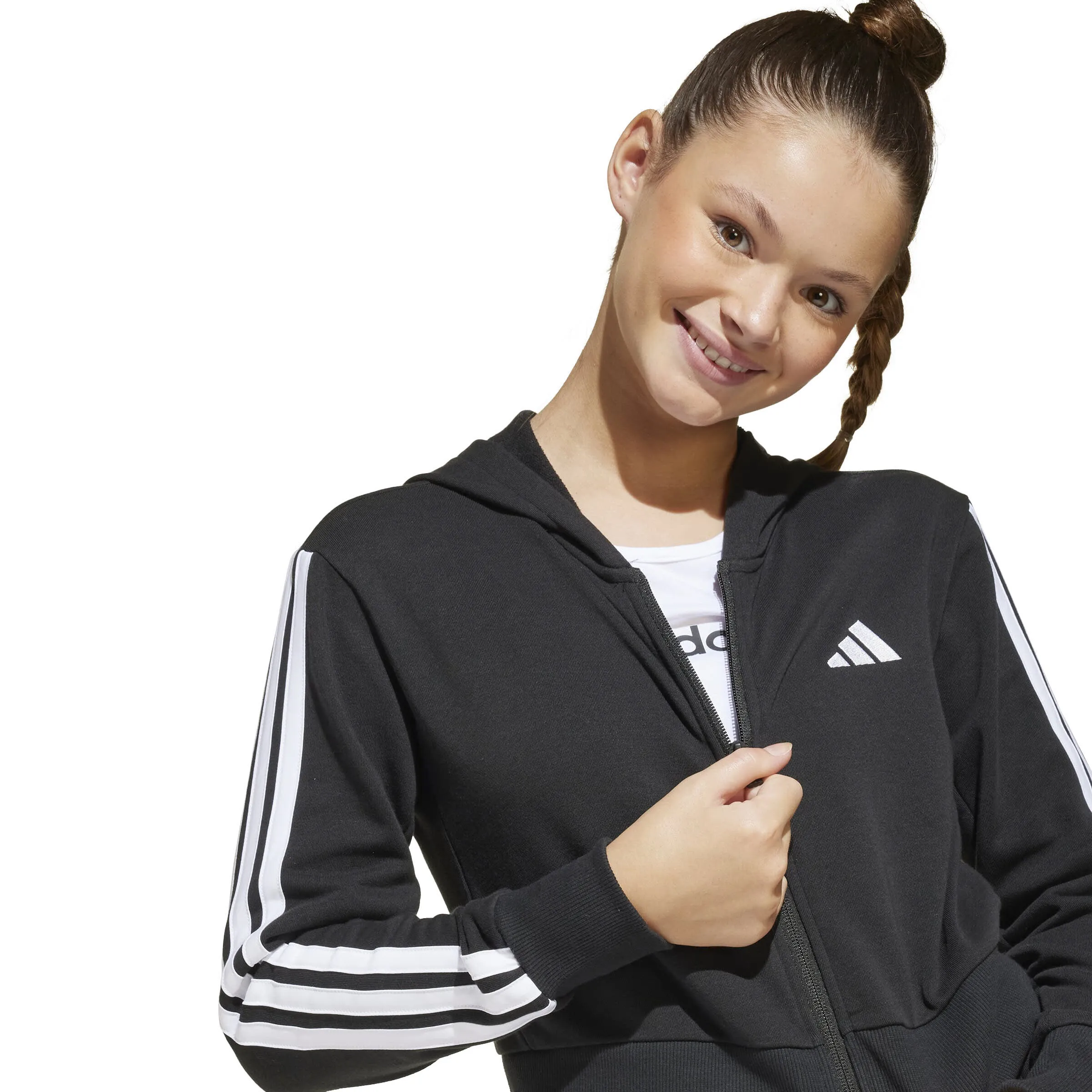adidas Essentials Kids Kapuzenjacke Kinder schwarz