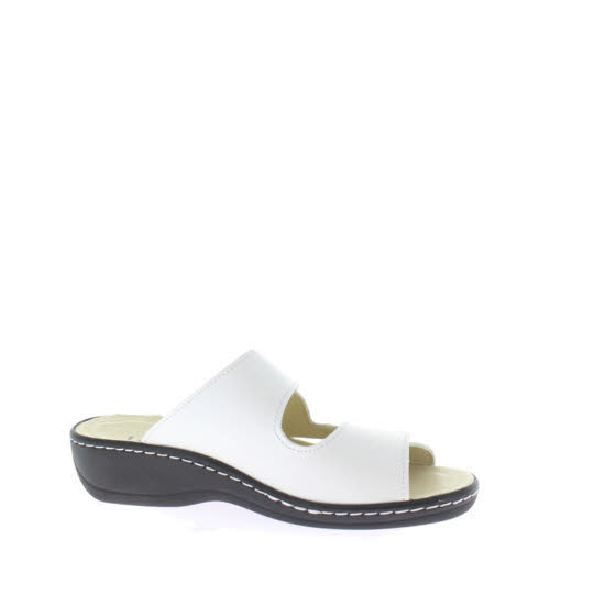 Longo Pantoletten Damen Modeschuh Bequemschuh weiß
