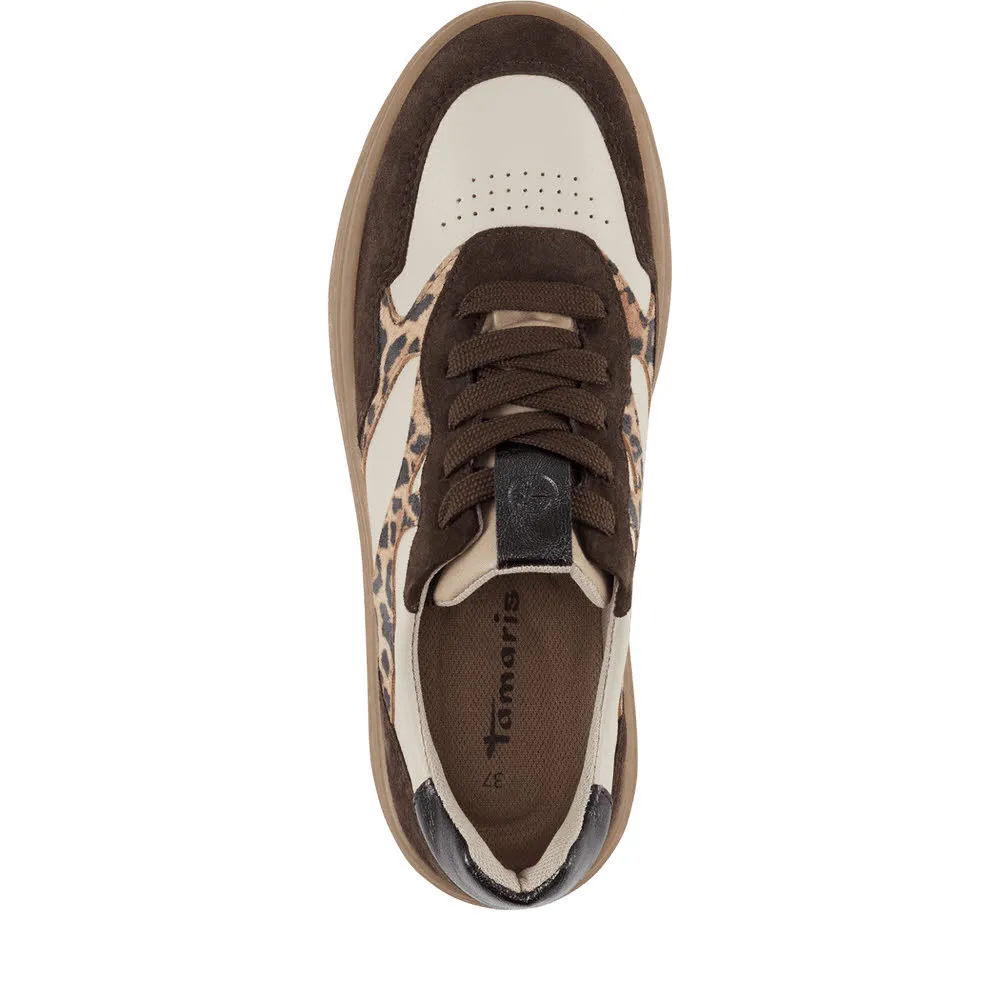 Tamaris Damen Schnürer Sneaker braun