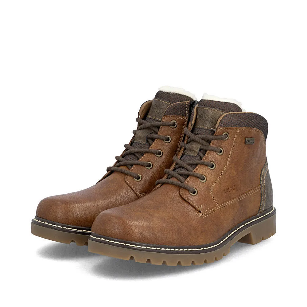 Rieker Herren Schnürstiefel Freizeitstiefel Stiefelette gefüttert braun