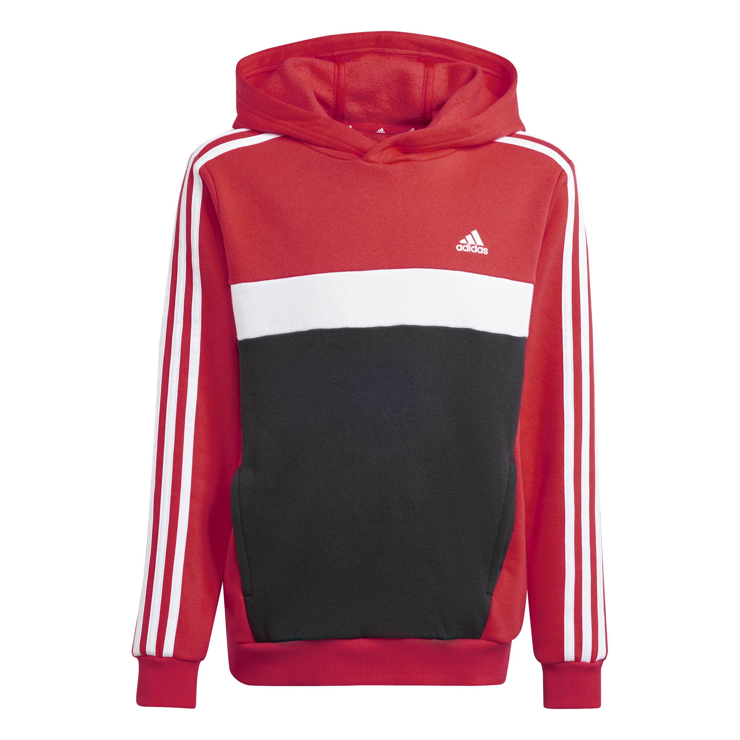 adidas Tiberio 3-Streifen Colorblock Kids Hoodie Kapuzenpullover rot