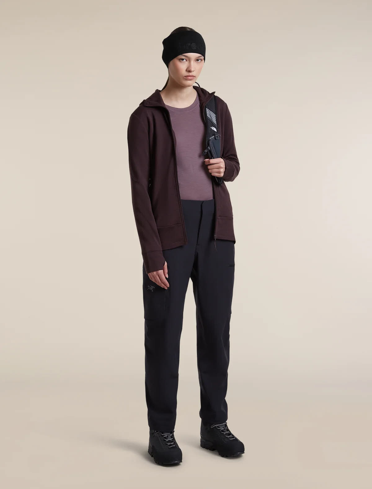 Icebreaker Mer 150 Ace LS Tee Damen Langarmshirt grey / plum