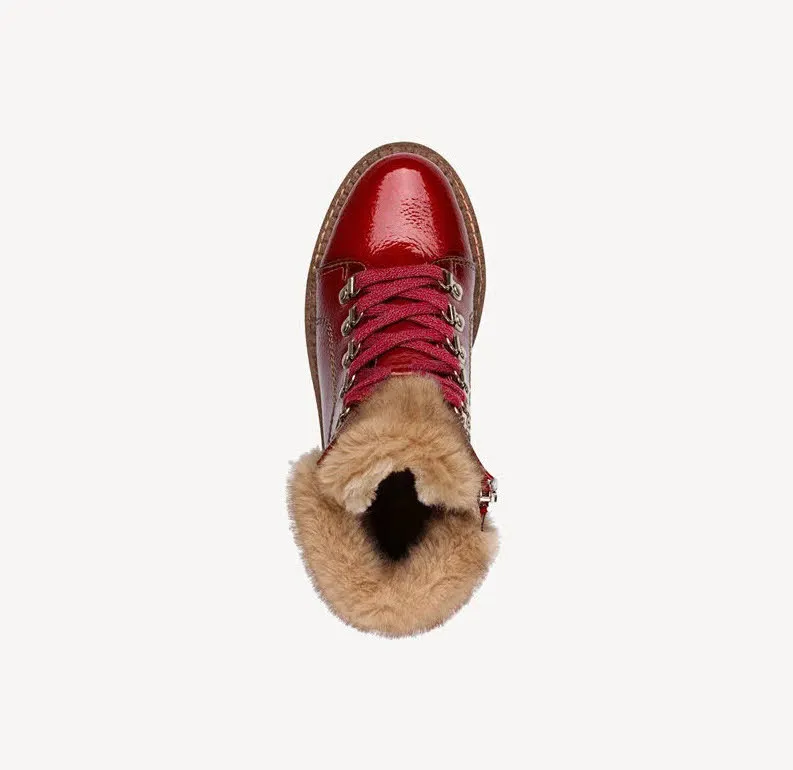 Tamaris Damen Stiefelette Kurzstiefel Schnürstiefel gefüttert rot