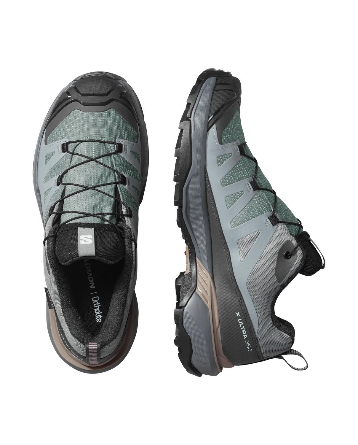 Salomon X ULTRA 360 GTX Damen Wanderschuhe Trekkingschuhe Low grün/grau