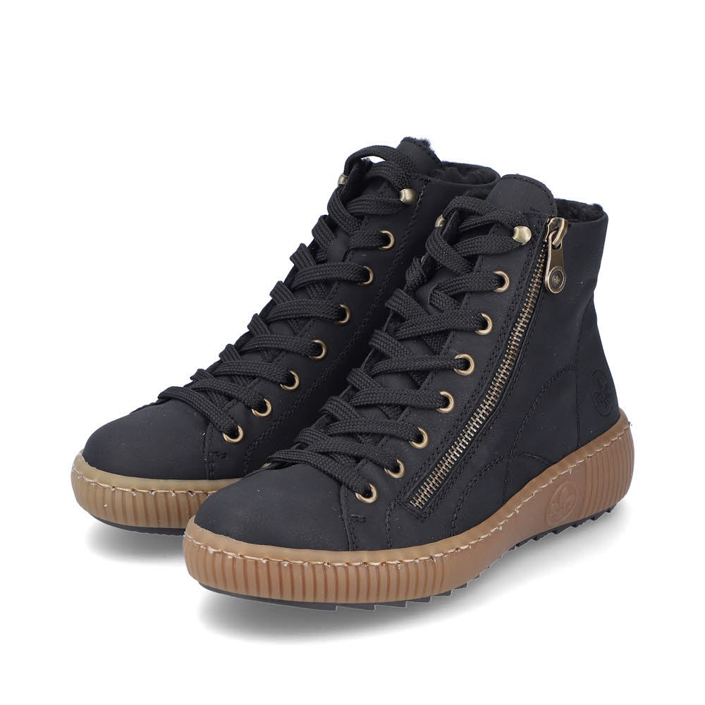Rieker Damen Schnürstiefel Stiefeletten schwarz