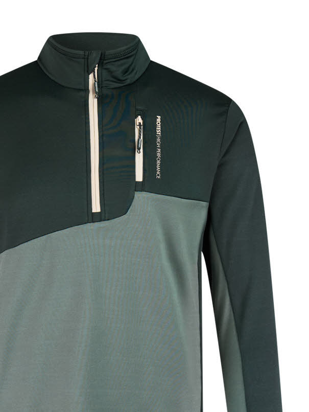 PROTEST HE PRTBonus 1/4 zip active top Heren Skirolli grün