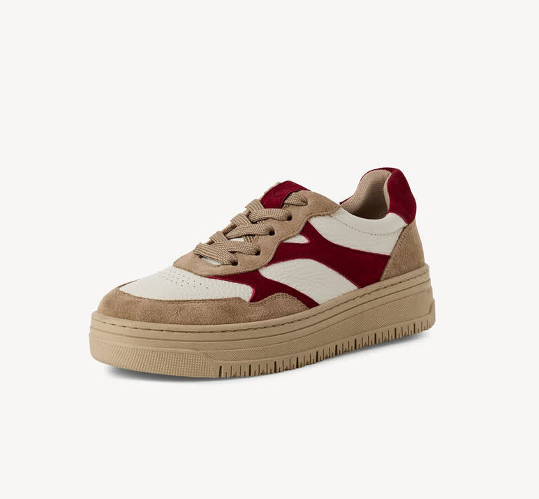 Tamaris Women Lace-up Damen Sneaker beige/rot