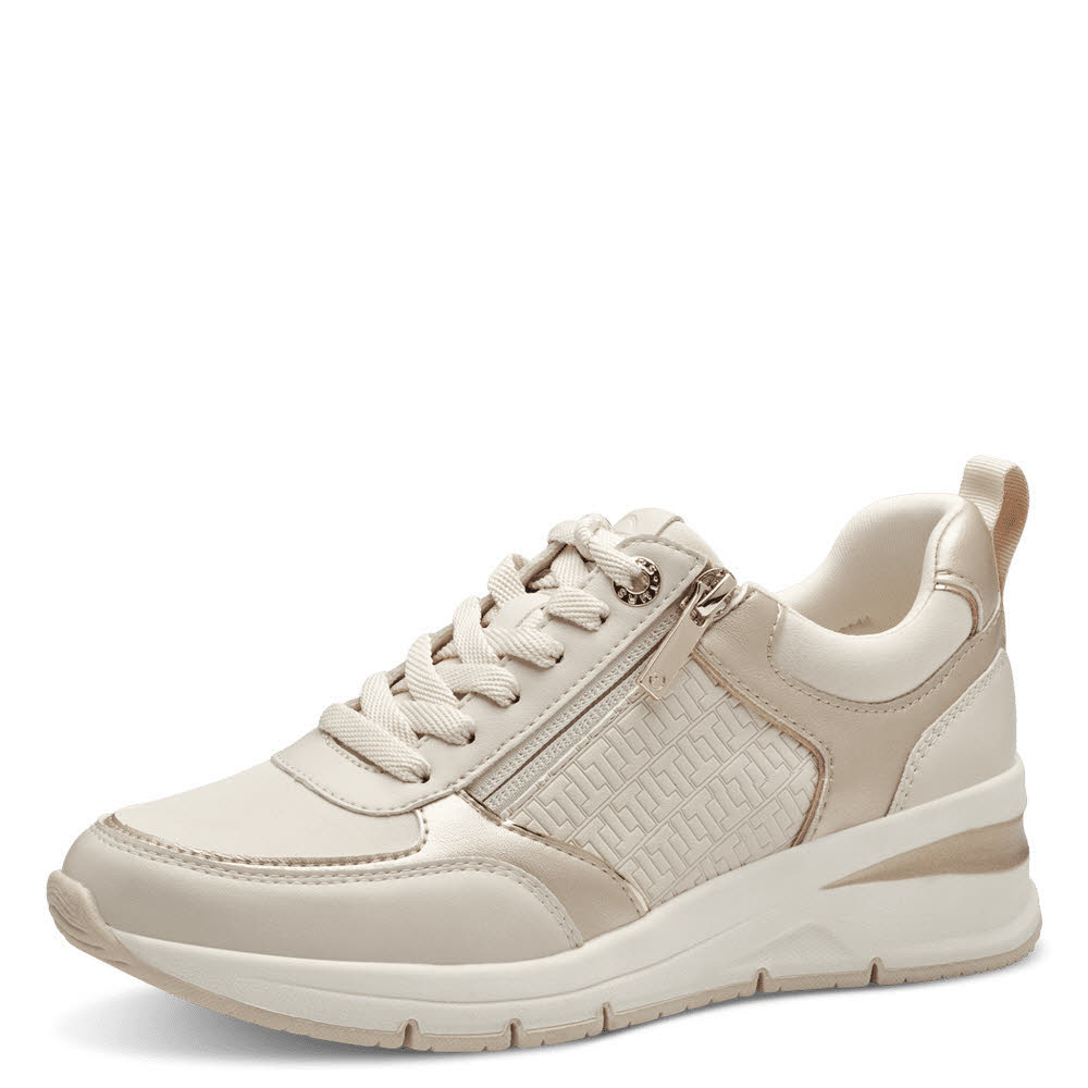 Tamaris Damen Schnürer Sneaker beige