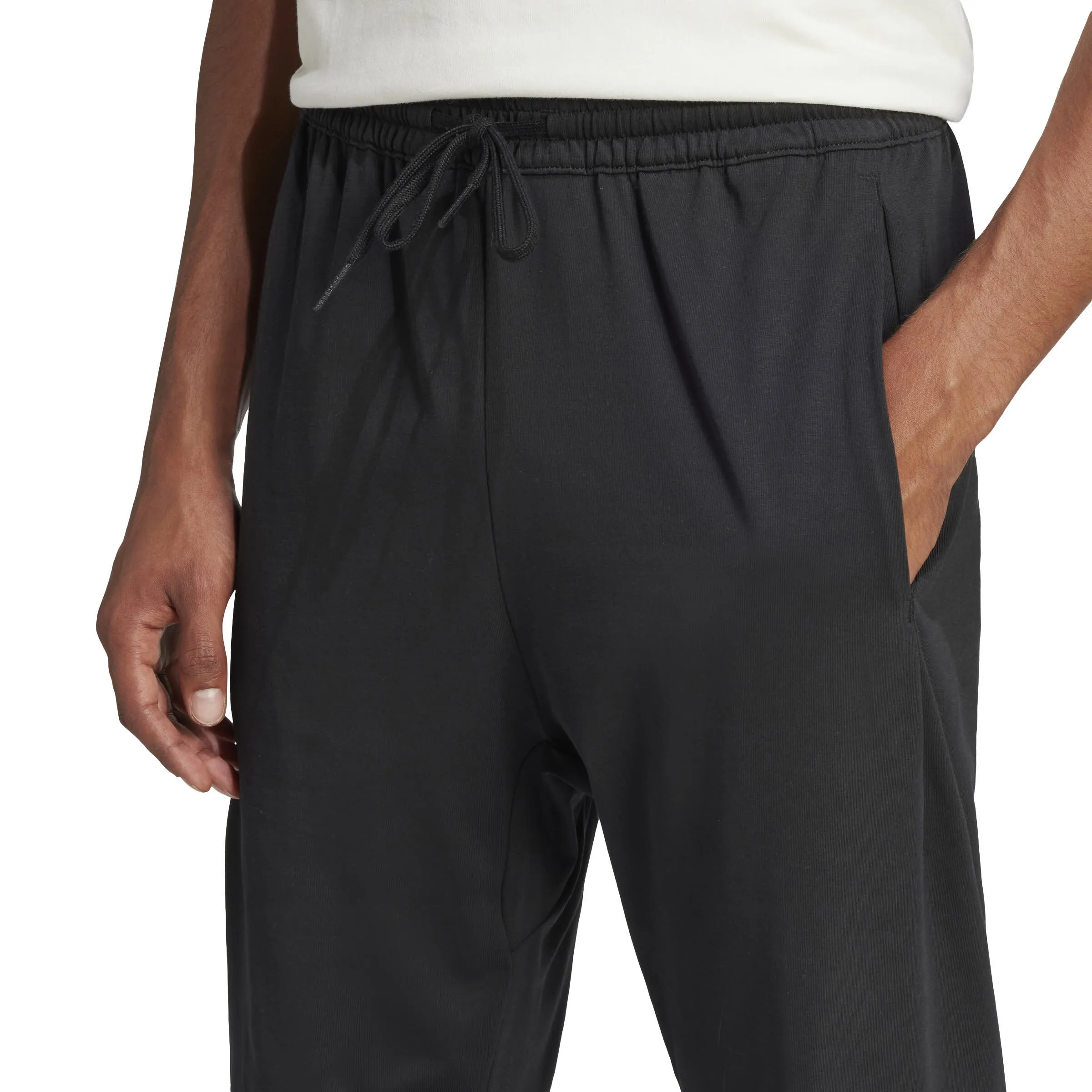 adidas Essentials Linear Single Jersey Hose Jogginghose Herren schwarz
