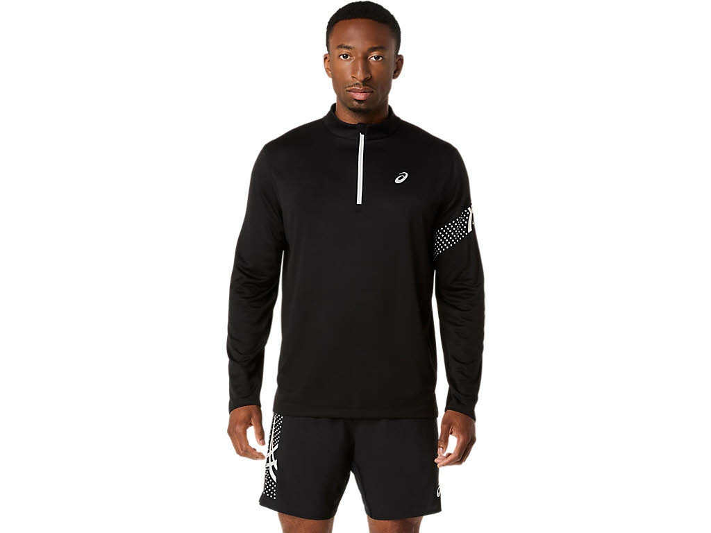 Asics ICON LS 1/2 ZIP TOP Herren Laufoberteil Langarmshirt schwarz