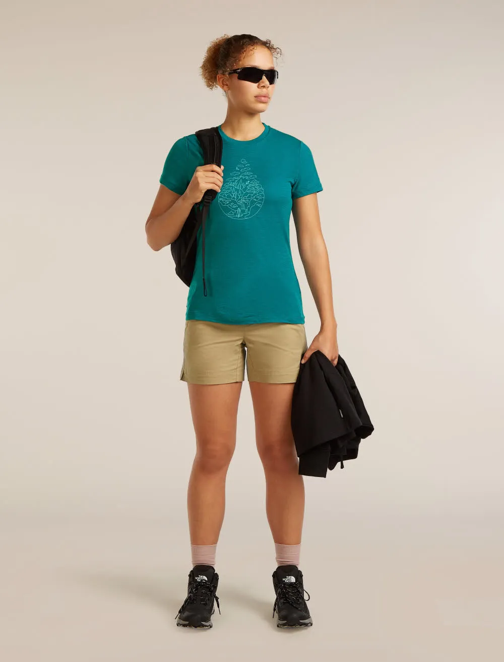 Icebreaker Merino 150 Tech Lite SS Tee Hike Path Damen T-Shirt Funktionsshirt blau