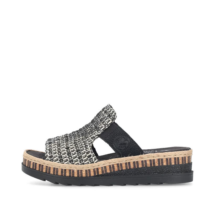 Rieker Damen Pantoletten schwarz weiß