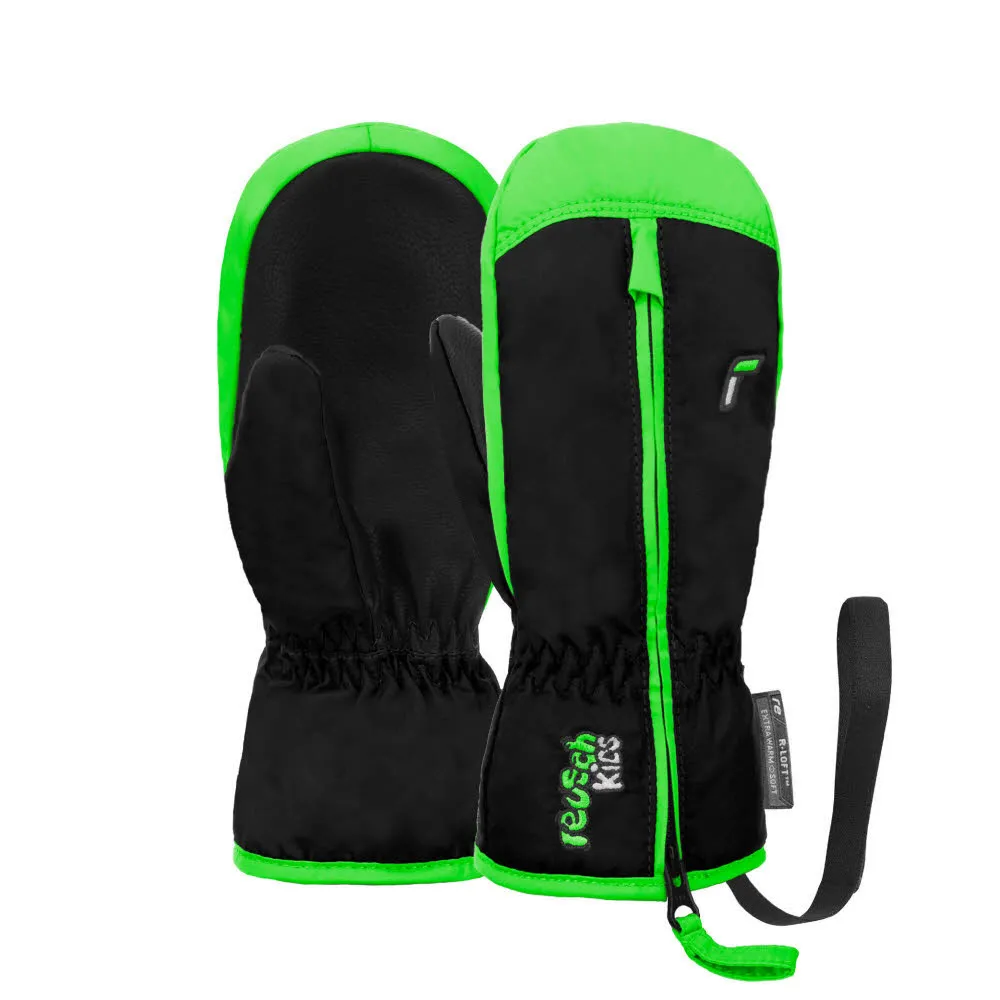 Reusch Ben Mitten Kinder Skihandschuhe Fäustlinge schwarz/grün