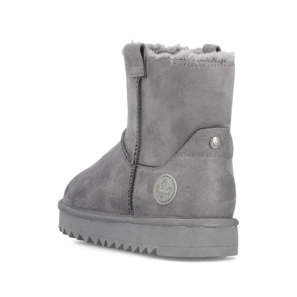 Rieker Kurzstiefel Damen Freizeitstiefel gefüttert grau