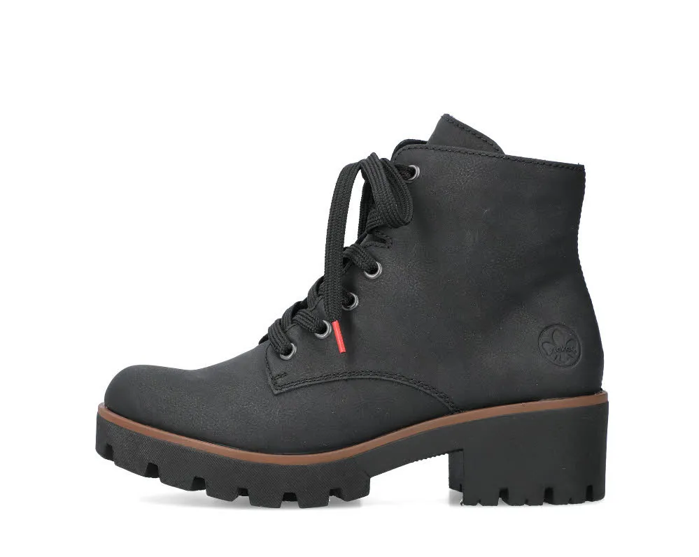 Rieker Damen Stiefelette Boots Schnürer gefüttert schwarz