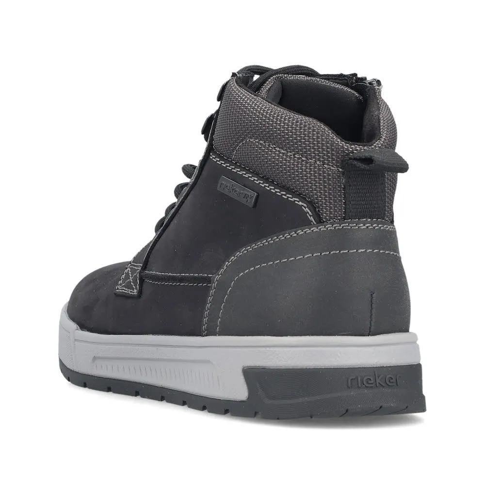 Rieker Schnürstiefel Herren Freizeitstiefel Stiefelette gefüttert schwarz